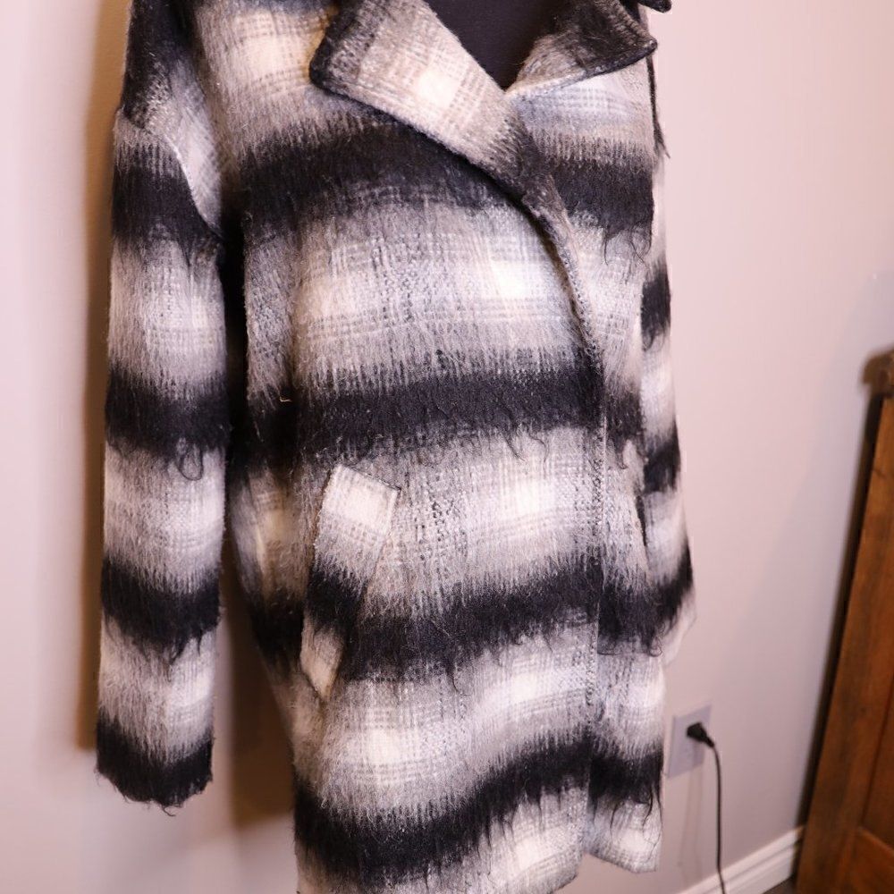 Plaid Cocoon Coat Sz S - Picture 4 of 6